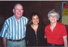 Honeymoon: May 5, 2000, Howard Edgar, Meribel, Betty Edgar, at Amtrak depot, Hutchinson, KS